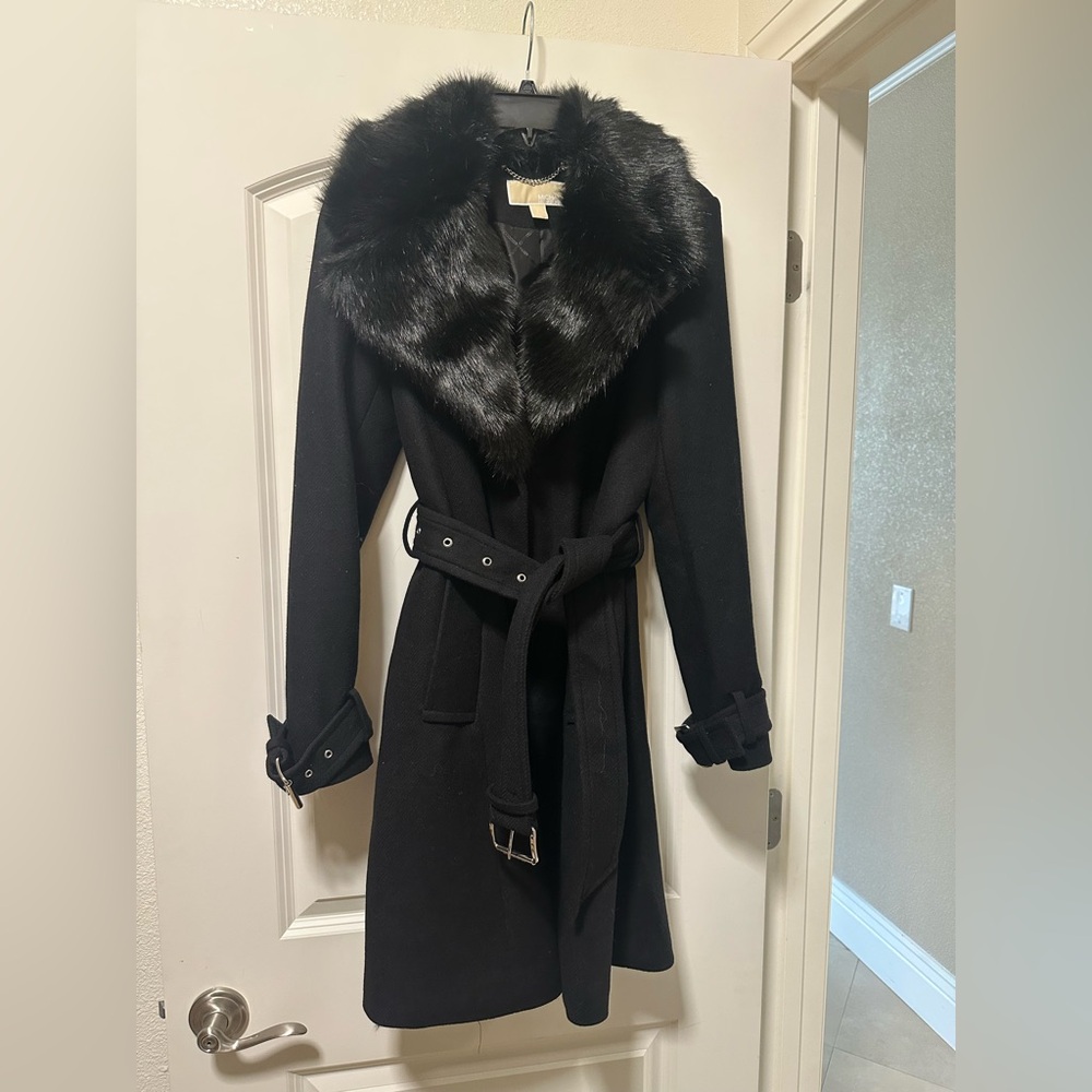 NWOT Michael Kors Faux Fur Wool Coat - never worn - size 8